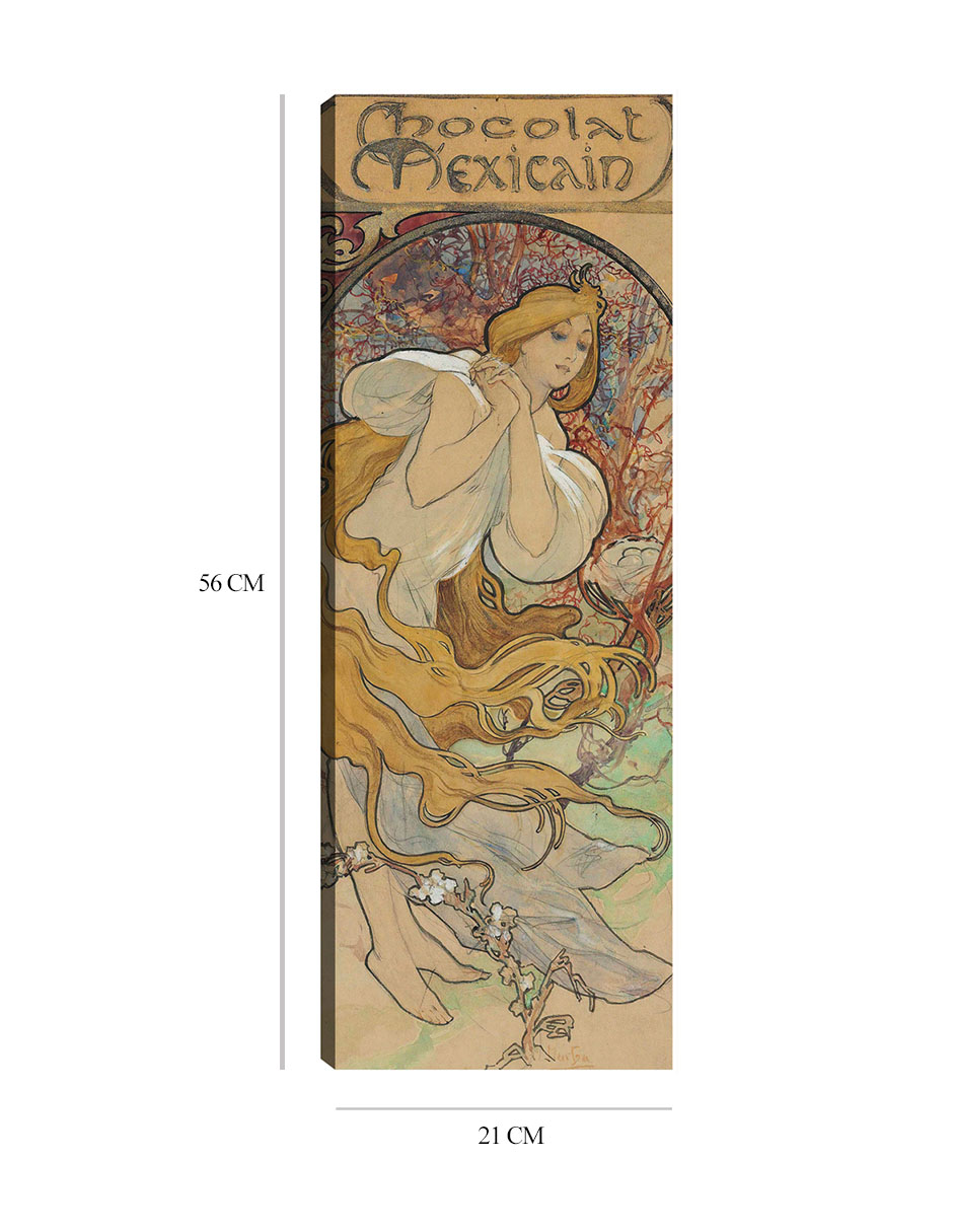 Foto 6 pulgar | Cuadro Decorativo - Chocolate Mexicano- Alphonse Mucha - Frases - 21x56 - Impresión En Lienzo - Fine Art Tj