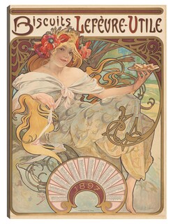 Foto 1 | Cuadro Decorativo - Galletas Lefèvre-utile- Alphonse Mucha - Frases - 28x36 - Impresión En Lienzo - Fine Art Tj