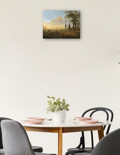 Foto 2 | Cuadro Decorativo - Jinetes Y Pastores Con Ganado.- Aelbert Cuyp - Paisaje - 46x61 - Impresión En Lienzo - Fine Art Tj