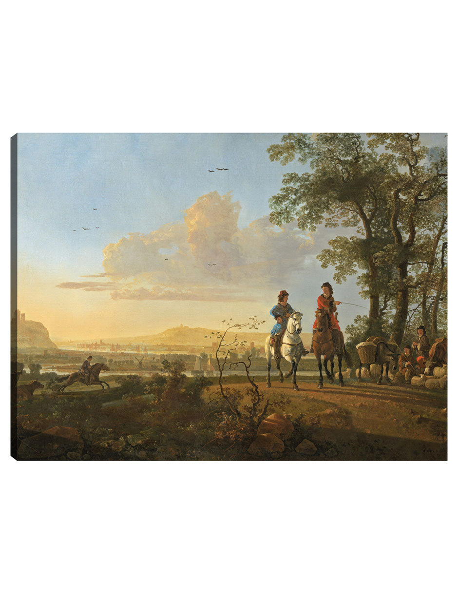 Foto 2 pulgar | Cuadro Decorativo - Jinetes Y Pastores Con Ganado.- Aelbert Cuyp - Paisaje - 28x36 - Impresión En Lienzo - Fine Art Tj