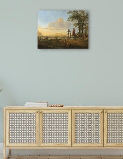 Foto 4 | Cuadro Decorativo - Jinetes Y Pastores Con Ganado.- Aelbert Cuyp - Paisaje - 28x36 - Impresión En Lienzo - Fine Art Tj
