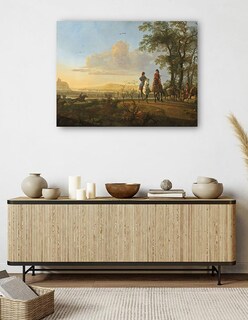 Foto 5 | Cuadro Decorativo - Jinetes Y Pastores Con Ganado.- Aelbert Cuyp - Paisaje - 28x36 - Impresión En Lienzo - Fine Art Tj