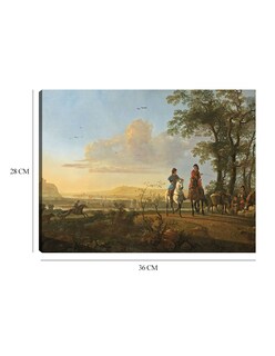 Foto 6 | Cuadro Decorativo - Jinetes Y Pastores Con Ganado.- Aelbert Cuyp - Paisaje - 28x36 - Impresión En Lienzo - Fine Art Tj
