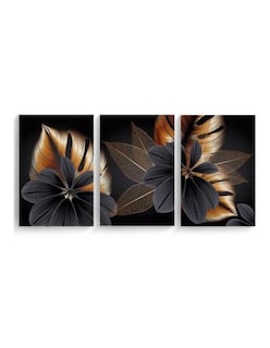 Foto 1 | Set De Cuadros Hojas Doradas Canvas Decorativos Modernos 4k