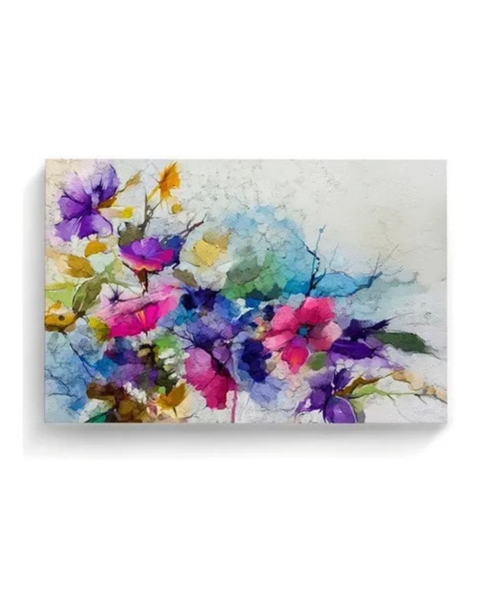 Foto 2 pulgar | Cuadro Pintura Flores De Color Canvas Minimalista Tipo Oleo 120x80 Cm