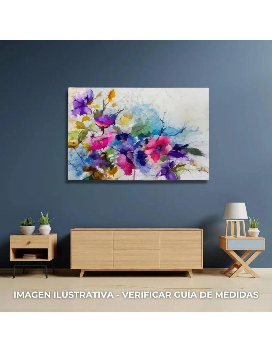 Foto 4 pulgar | Cuadro Pintura Flores De Color Canvas Minimalista Tipo Oleo 120x80 Cm