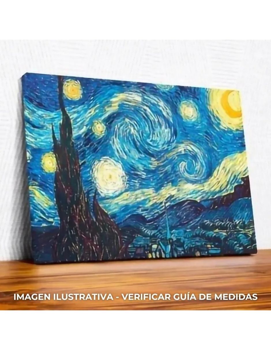 Foto 2 | Cuadro La Noche Estrellada Van Gogh Abstracto Canvas 90 X 50 Cm