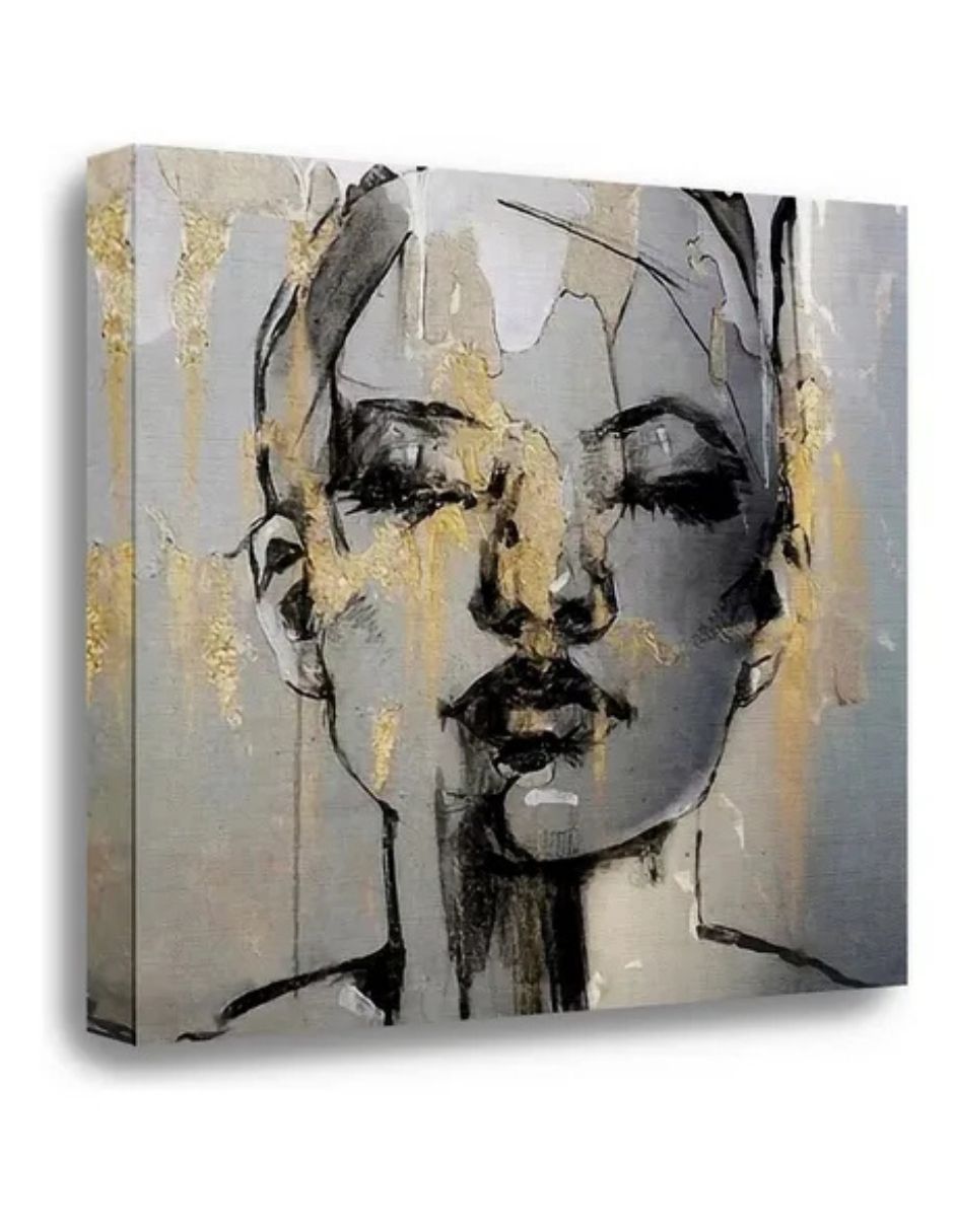 Foto 2 pulgar | Canvas Decorativo Moderno Retrato Rostro De Mujer 90x90 Cm