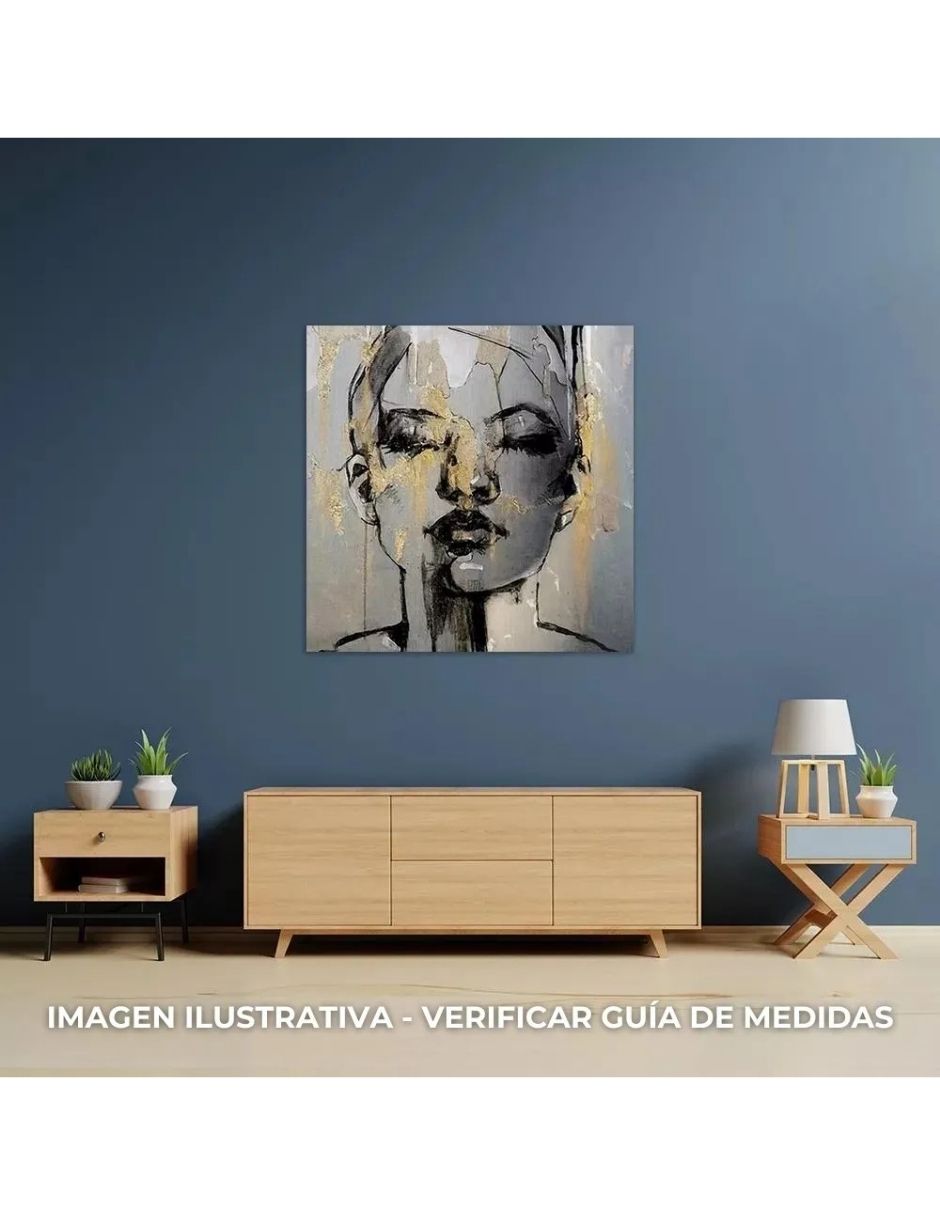 Foto 4 pulgar | Canvas Decorativo Moderno Retrato Rostro De Mujer 90x90 Cm