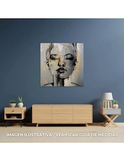 Foto 3 | Canvas Decorativo Moderno Retrato Rostro De Mujer 90x90 Cm