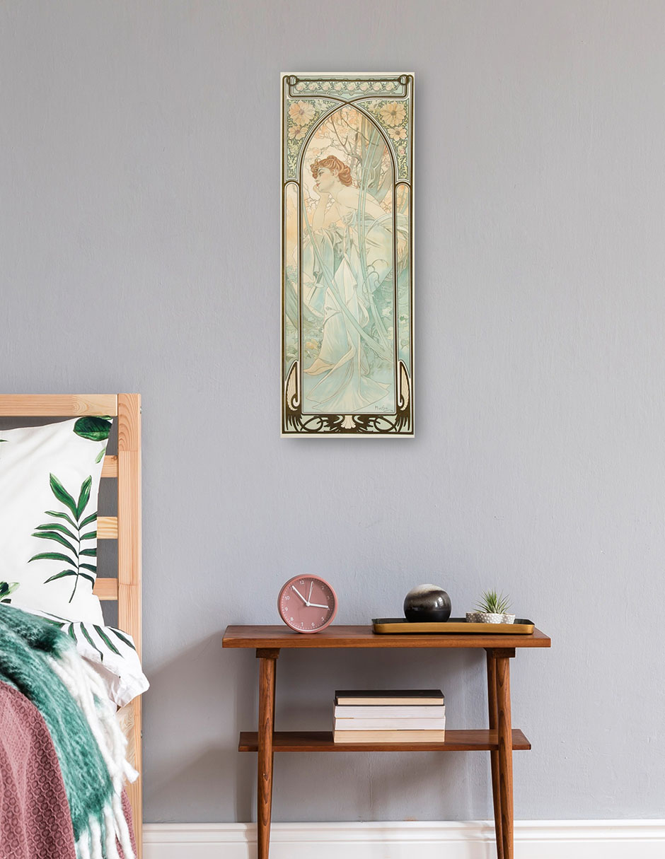 Foto 1 | Cuadro Decorativo - Ensueño Nocturno, De Times Of Day (1899)- Alphonse Mucha-34x89- Impresión En Lienzo - Fine Art Tj