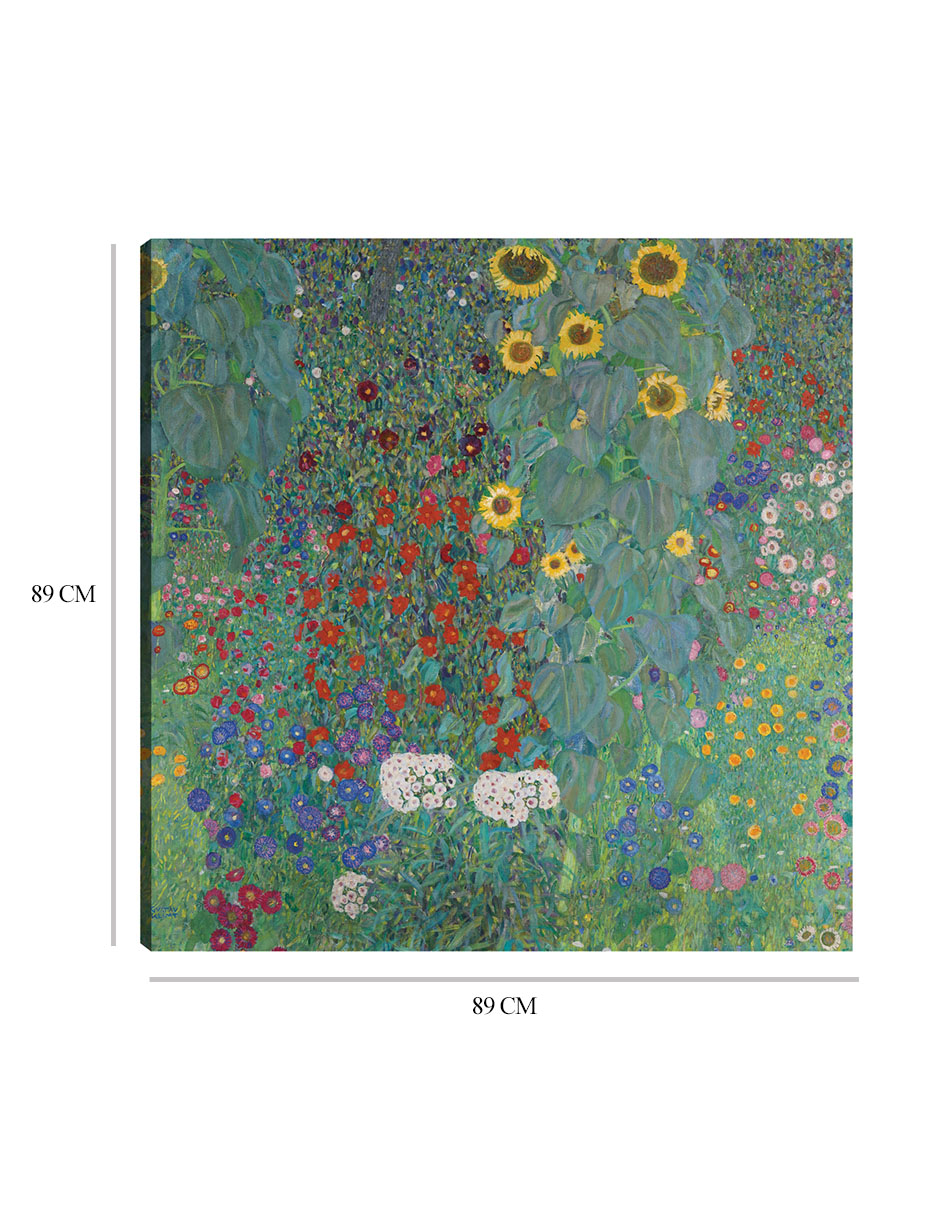 Foto 7 pulgar | Cuadro Decorativo - Jardín De La Cabaña Con Girasoles (1907)- Gustav Klimt - Floral - 89x89 - Impresión En Lie