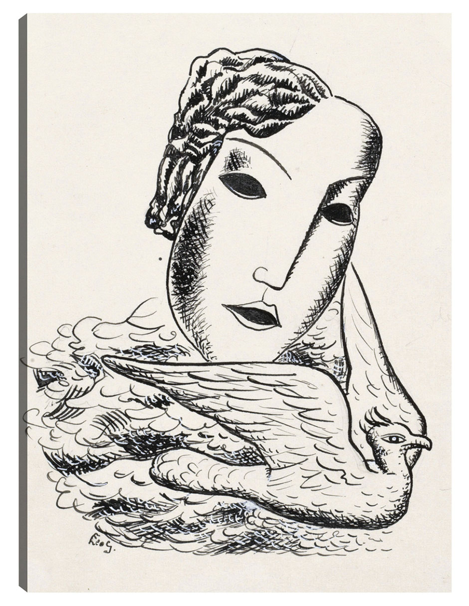 Foto 2 pulgar | Cuadro Decorativo - Cabeza De Mujer Con Pájaro (1935)- Leo Gestel - Fotografía - 28x36 - Impresión En Lienzo - Fine