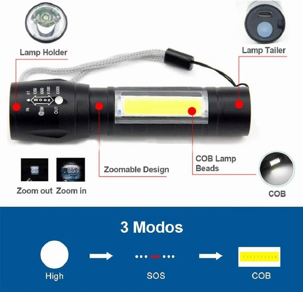 Foto 4 pulgar | Set de 4 Lámparas Malubero Táctica Recargable Led