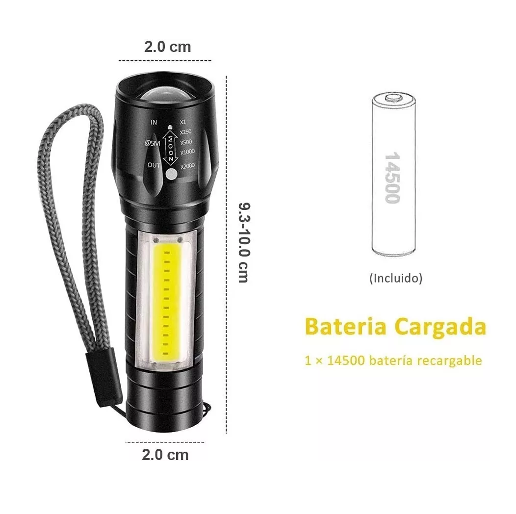 Foto 7 pulgar | Lámpara Táctica Recargable Led 2000l Belug 4 Piezas