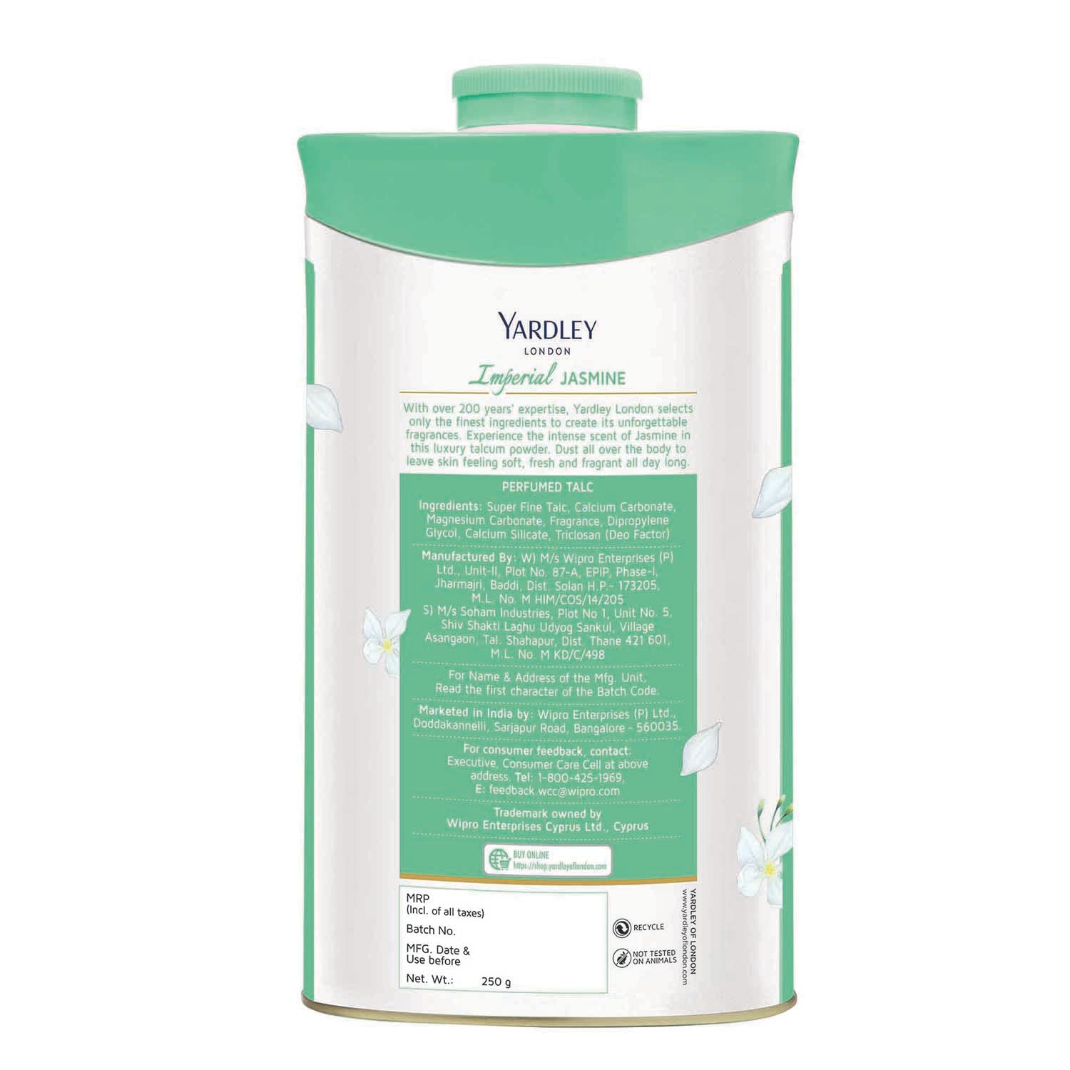 Foto 4 pulgar | Talco Perfumado Yardley London Jasmine 250g - Venta Internacional.