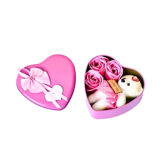 Foto 1 | Caja De Regalo Forma De Corazón Con Osos Y Flores, Aromática Rosa