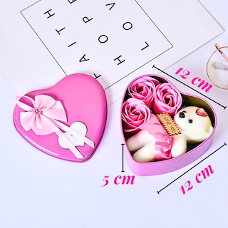 Foto 4 | Caja De Regalo Forma De Corazón Con Osos Y Flores, Aromática Rosa