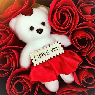 Foto 2 | Caja En Forma De Corazón Con Arreglo De Rosas Y Osito