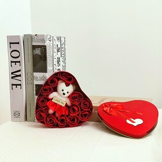 Foto 3 | Caja En Forma De Corazón Con Arreglo De Rosas Y Osito