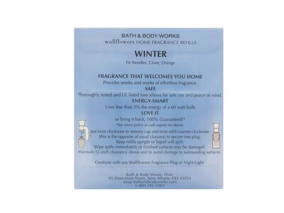 Foto 2 | Wallflower Refill Bath & Body Works Winter, 2 Bombillas De 24 Ml - Venta Internacional.