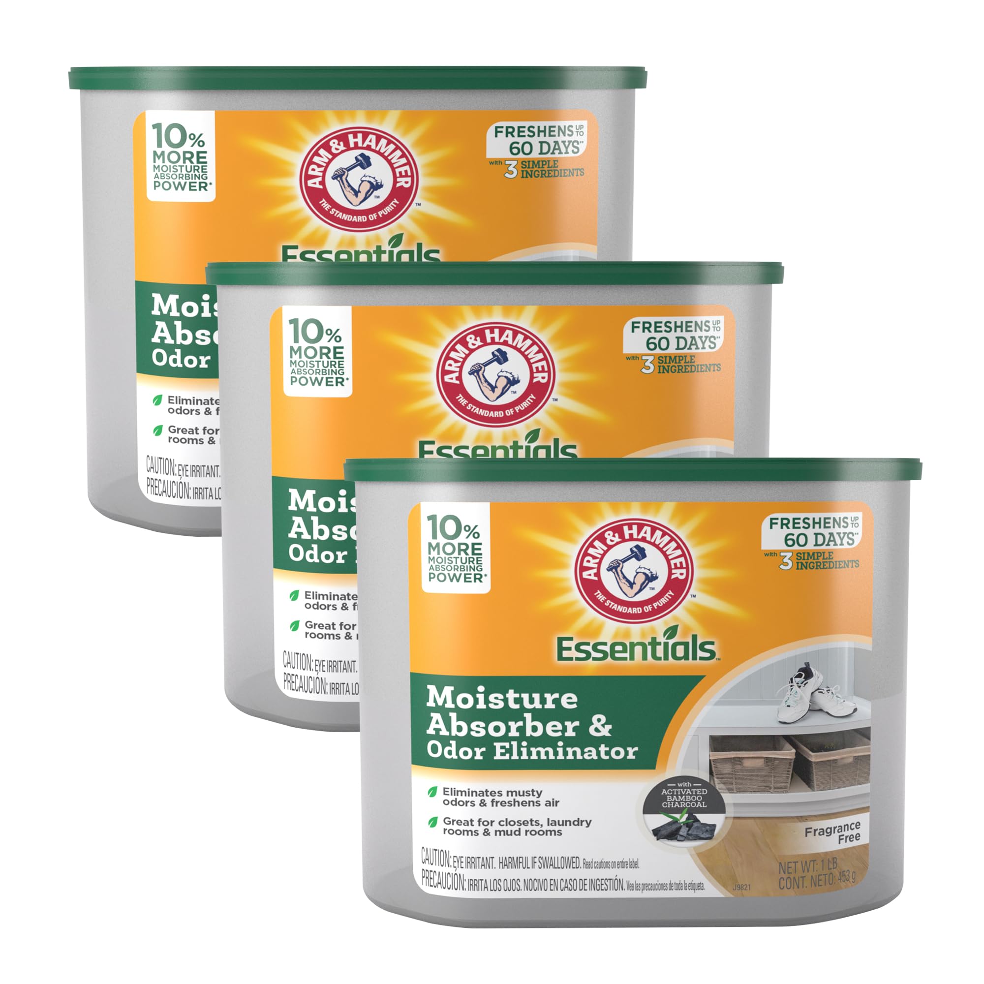 Foto 1 | Absorbedor De Humedad Tub Arm & Hammer Essentials, Paquete De 3, 454 G - Venta Internacional.