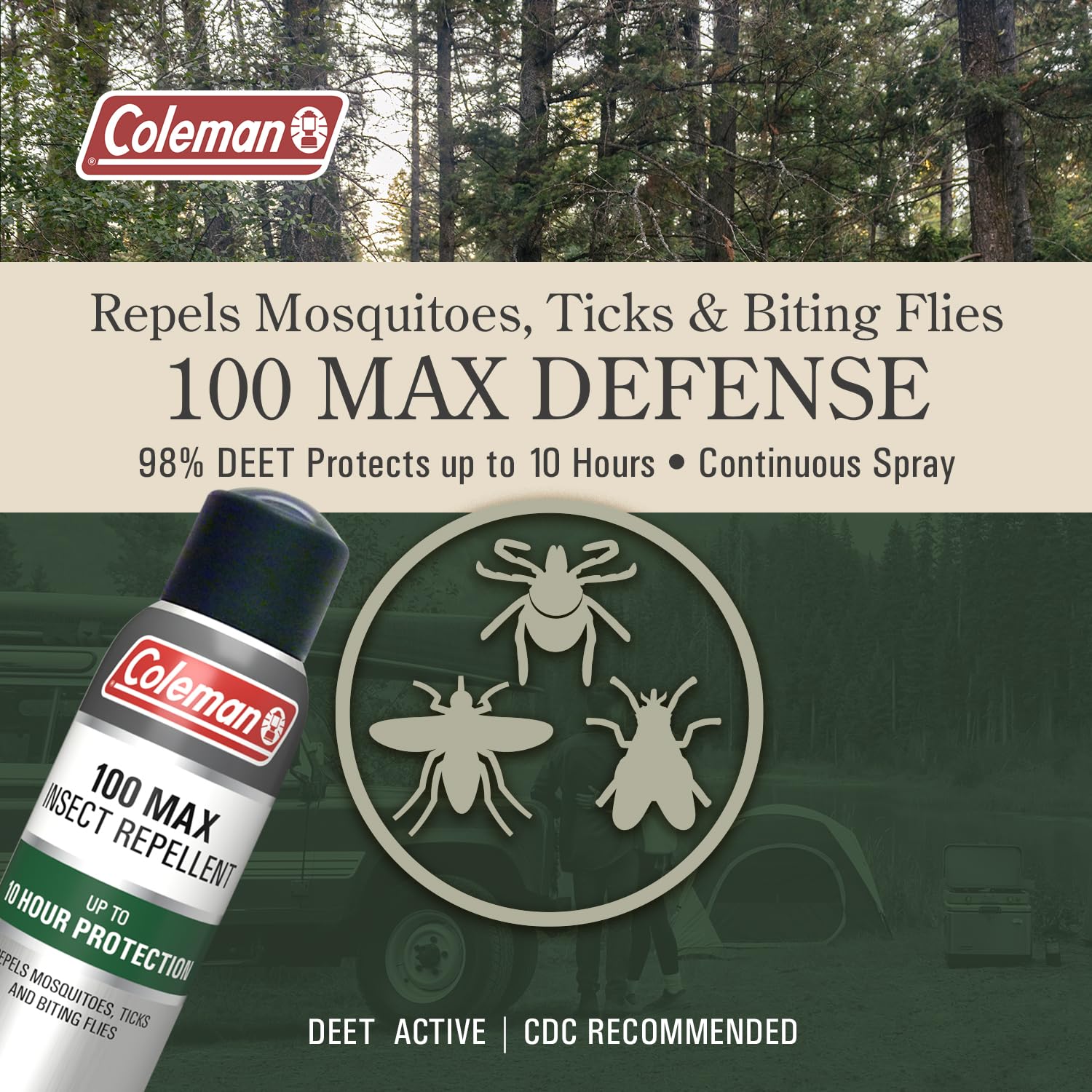 Foto 4 pulgar | Aerosol Repelente De Insectos Coleman 100% Max Deet 120 Ml - Venta Internacional.