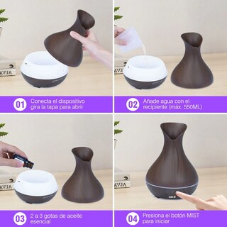 Foto 4 | Humidificador Difusor Ultrasónico 400ml Luces Control Remoto Chocolate Oscuro