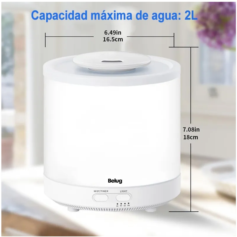 Foto 2 | Humidificador Difusor Aromaterapia De Aroma Aceites 1800ml Blanco