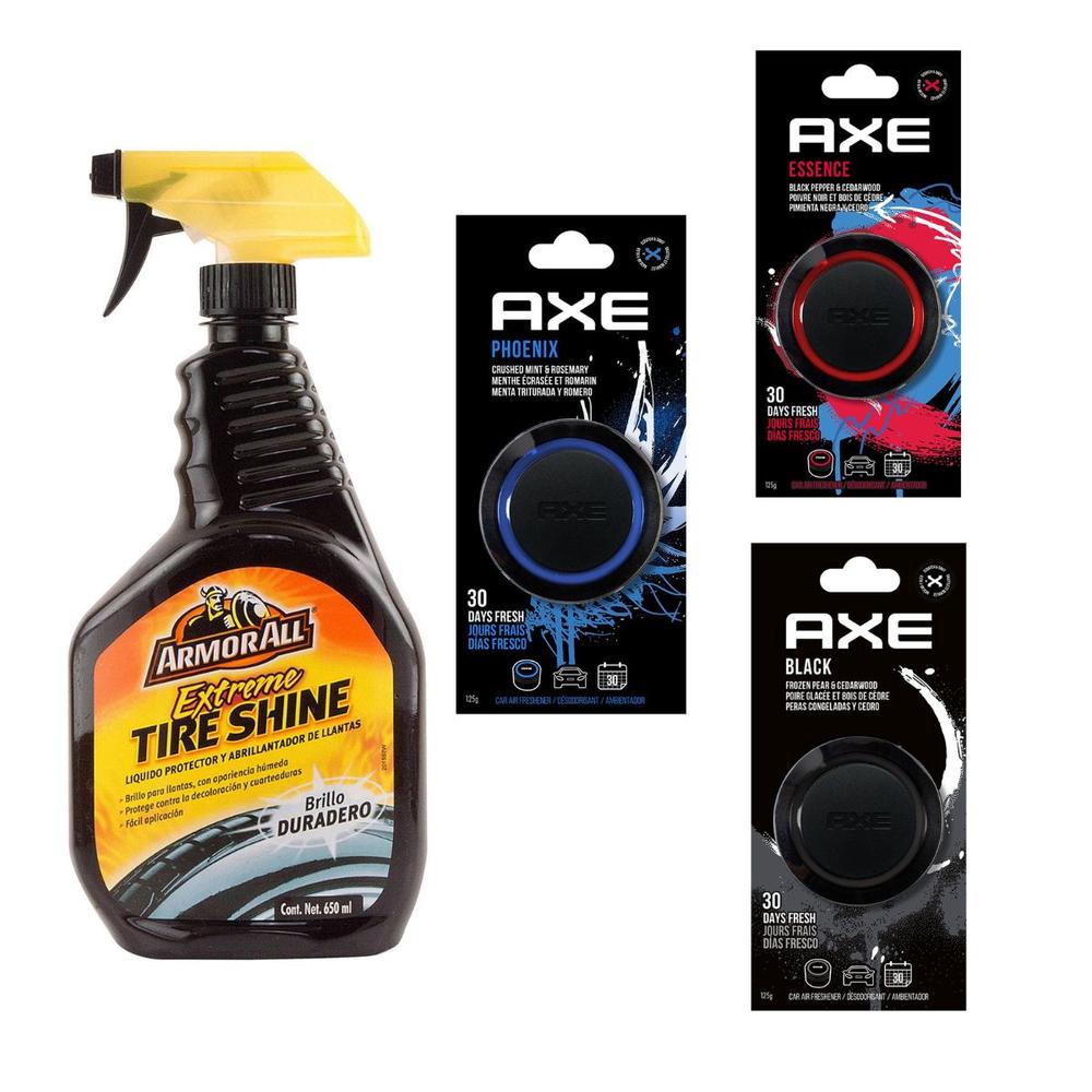 Combo Liquido Protector para Coche Armor All más 3 Aromatizantes Axe