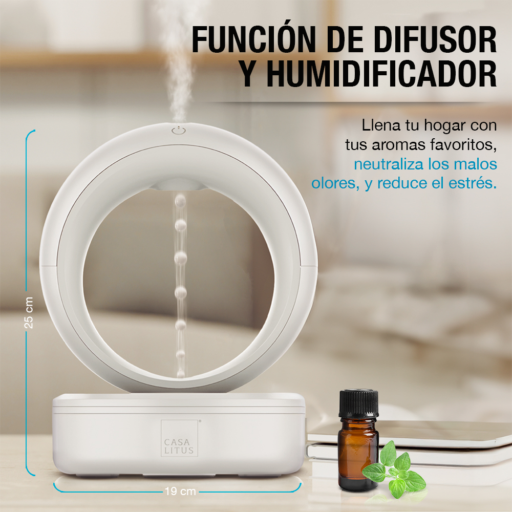 Foto 4 pulgar | Humidificador Y Difusor De Aceites Esenciales Goteo Antigravedad, Casa Litus, Color Blanco