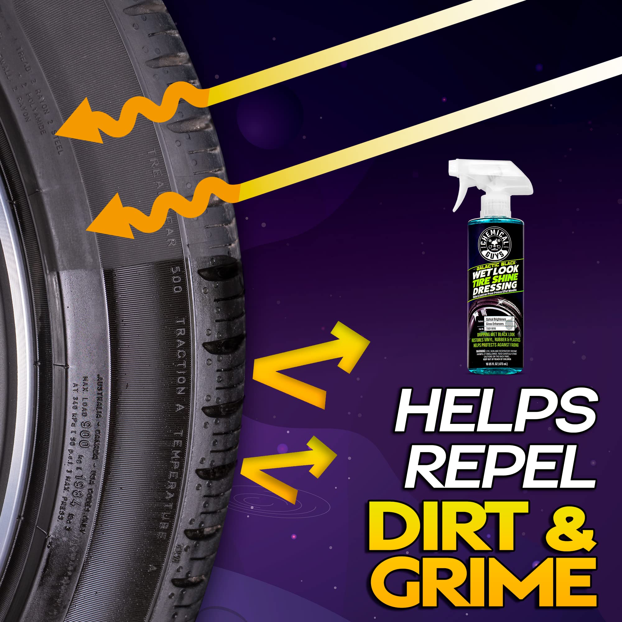 Foto 7 pulgar | Tire Shine Dressing Chemical Guys Galactic Black 473 Ml - Venta Internacional.