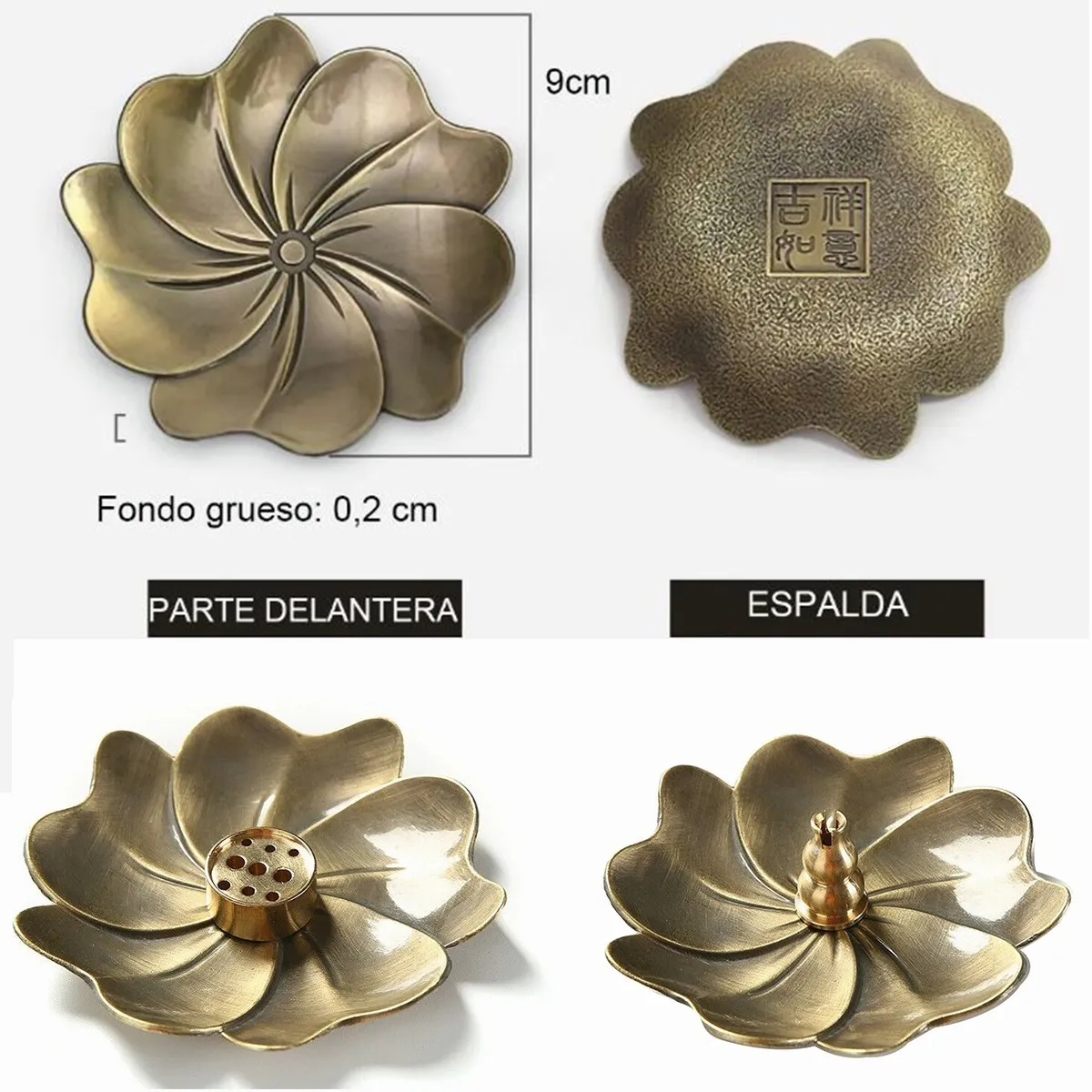 Foto 4 pulgar | Porta Incienso En Forma De Flor De Loto Eo Safe Imports Esi-20514 Dorado
