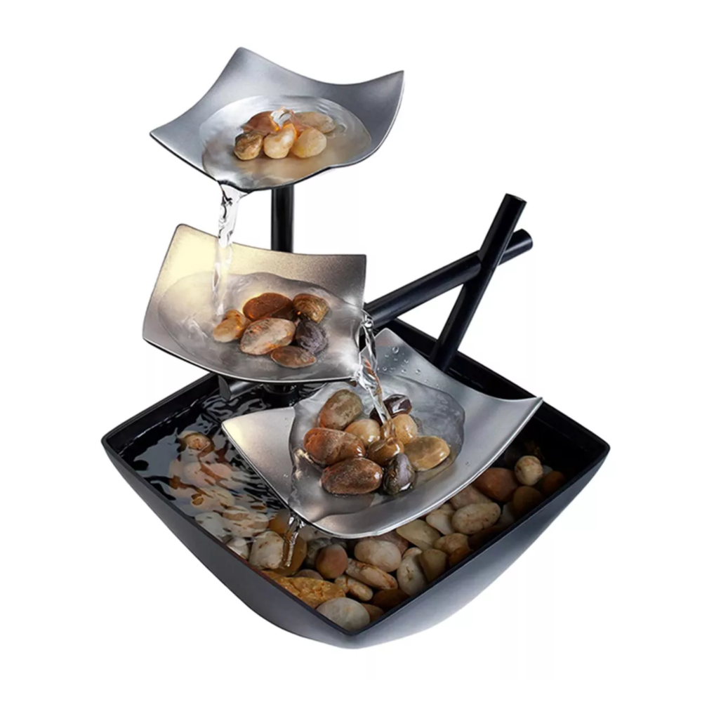 Foto 4 pulgar | Fuente Decorativa Adorno Hogar Y Jardín Con Luces Led Plata/negro Belug