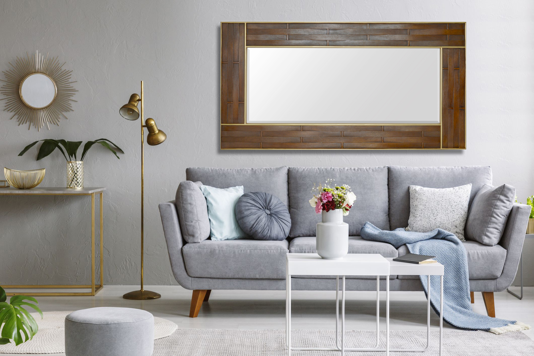 Foto 4 | Espejo de Piso y de Pared Natura Nogal con Oro 99 X 189 CM