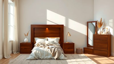 Foto 4 | Espejo De Cuerpo Completo / De Pie Con 1 Cajón Color Nogal - Madera Industrializada