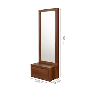 Foto 5 | Espejo De Cuerpo Completo / De Pie Con 1 Cajón Color Nogal - Madera Industrializada