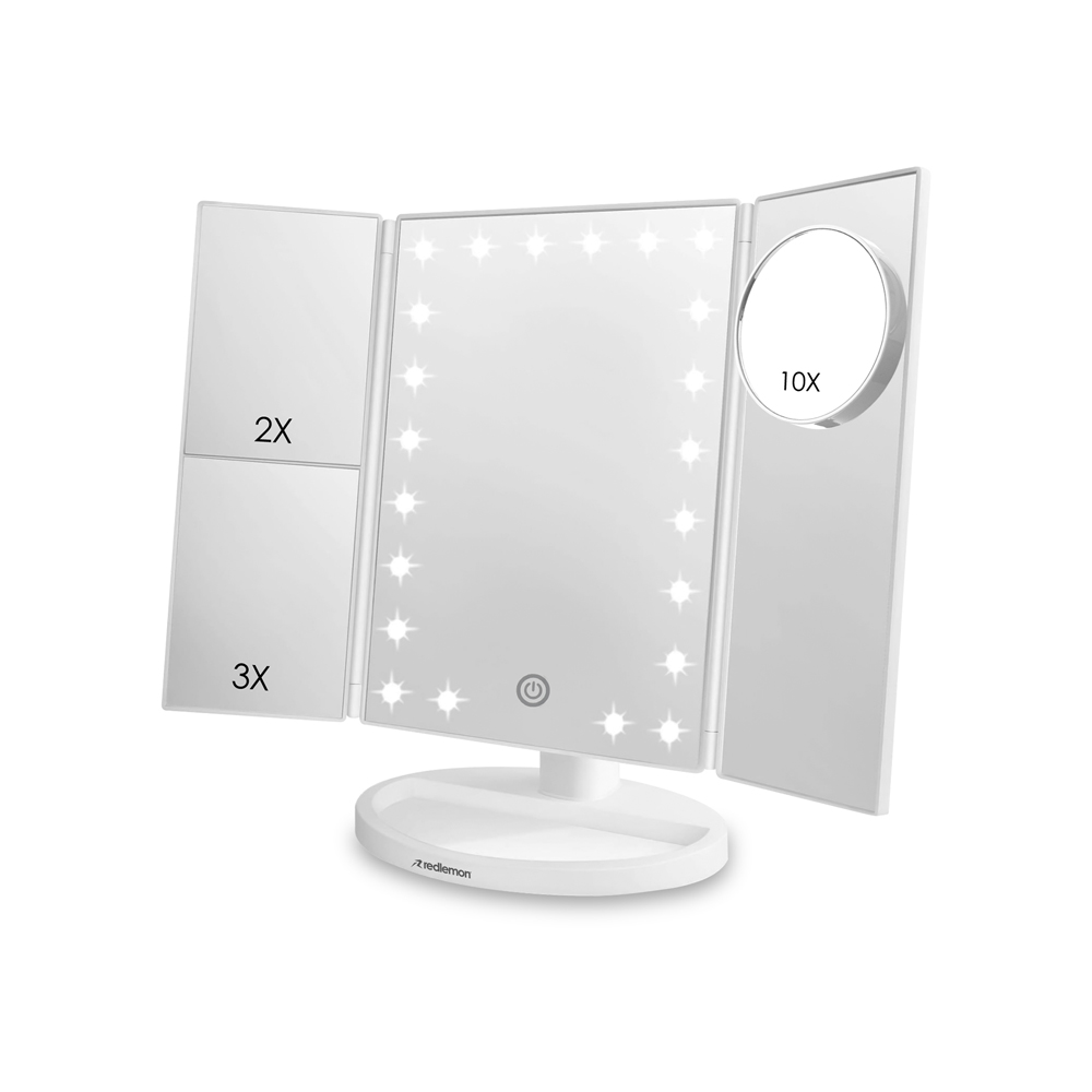 Espejo Para Maquillaje Aumentos Luz Led Carga Usb O Baterías Aaa, Redlemon, Blanco, 81364