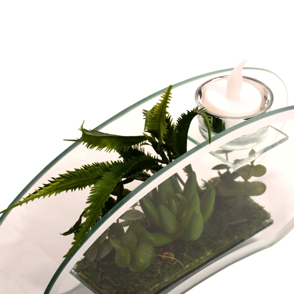 Foto 2 | Adorno Led Para Jarrón De Cristal, Planta Verde, 12,5 Cm, Con Base De Espejo - Venta Internacional.