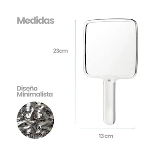Foto 2 | Espejo De Mano Maquillaje Cuadrado Grande Eo Safe Imports Esi-20531 Plata