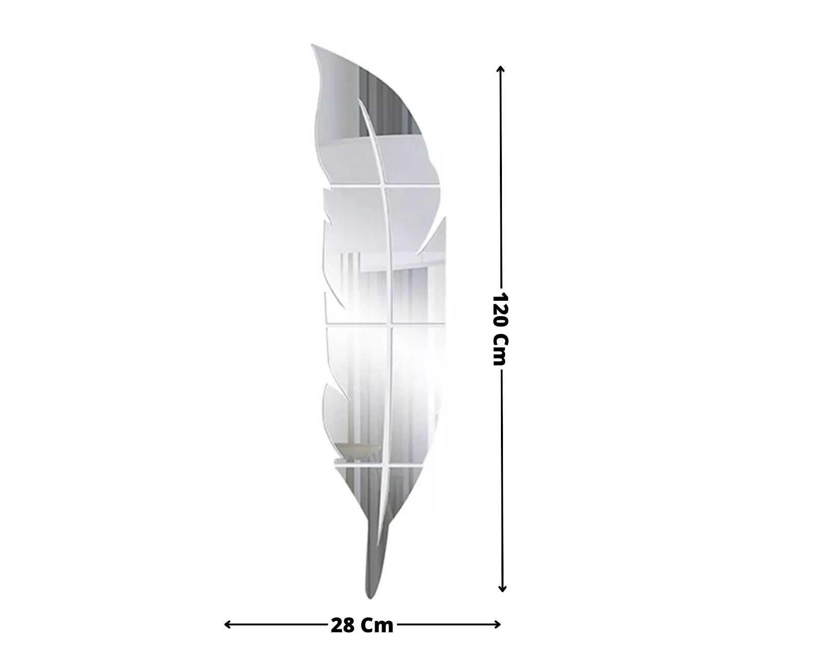 Foto 5 pulgar | Espejo de Vinil Genérico Diseño de Pluma color Plata 120 x 80 cm