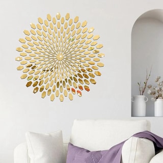 Foto 3 | Vinilo Decorativo con Acabado de Espejo con Diseño de Sol de 56 X 56 Cm color Oro