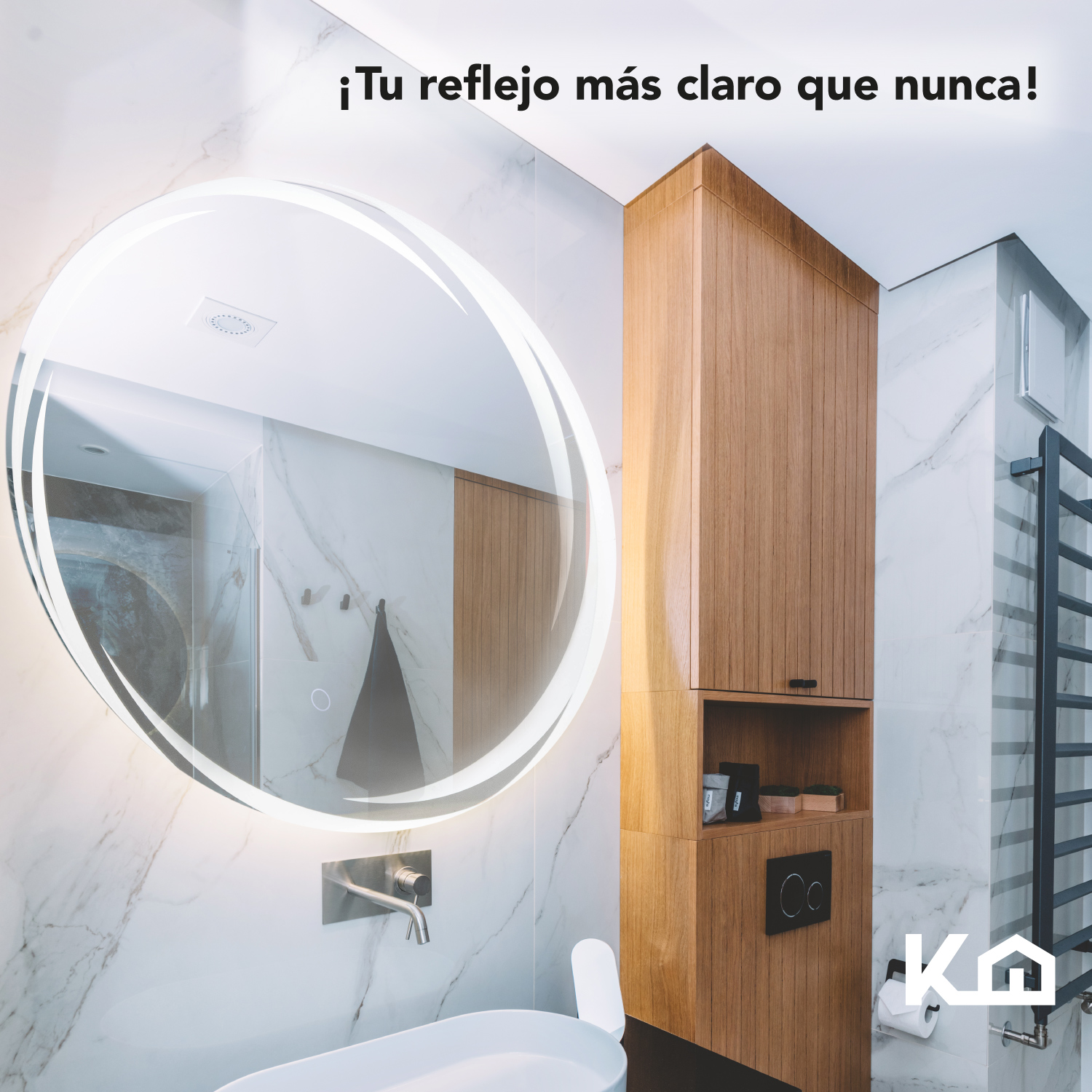 Foto 9 pulgar | Espejo Circular KingsHouse con Luz Led Sistema Touch