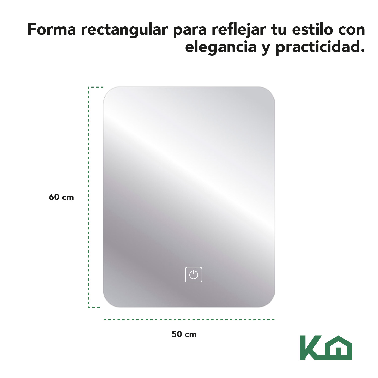 Foto 7 pulgar | Espejo Rectangular KingsHouse con Luz Led Touch