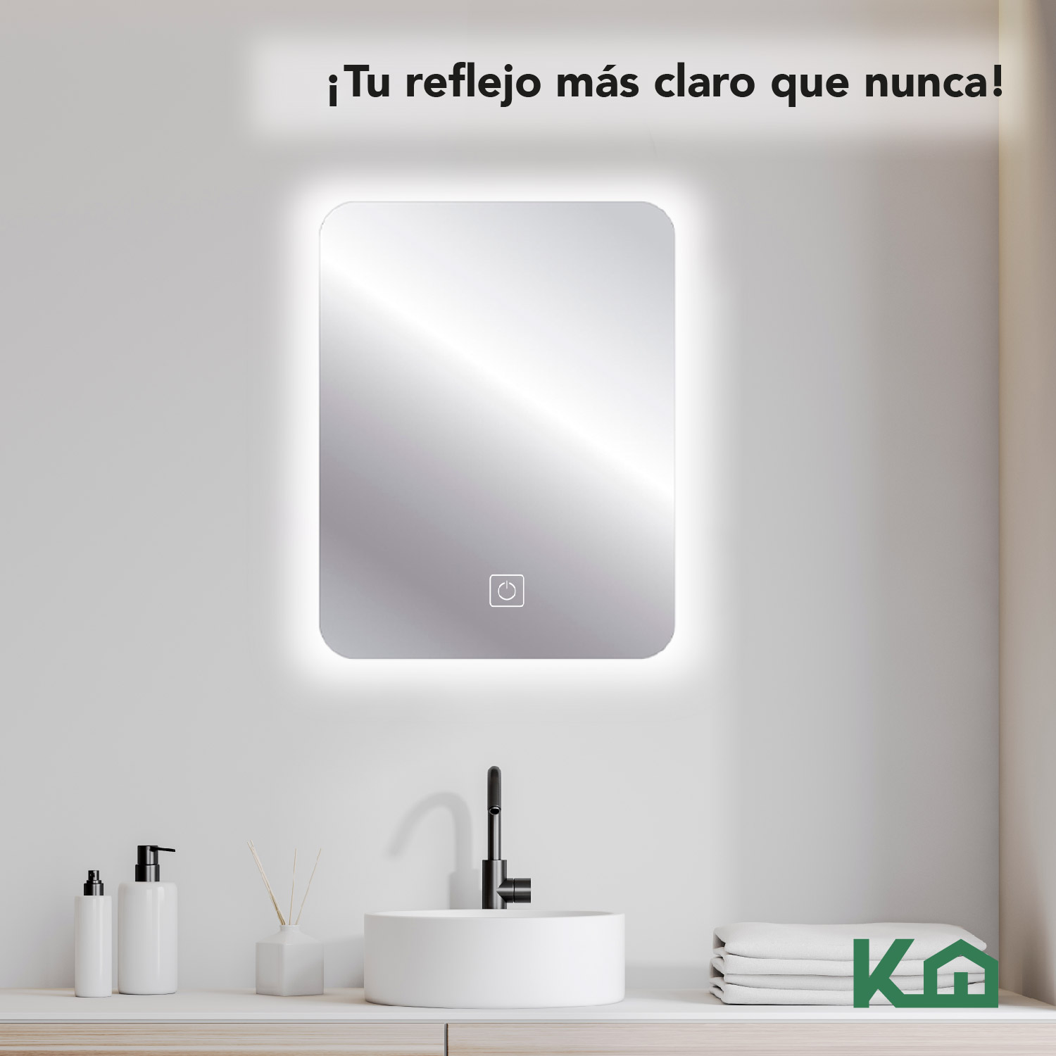 Foto 9 pulgar | Espejo Rectangular KingsHouse con Luz Led Touch