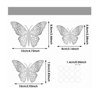 Foto 4 | Pegatinas de Espejo para Pared Decorativos 24 Piezas + 24 Mariposas