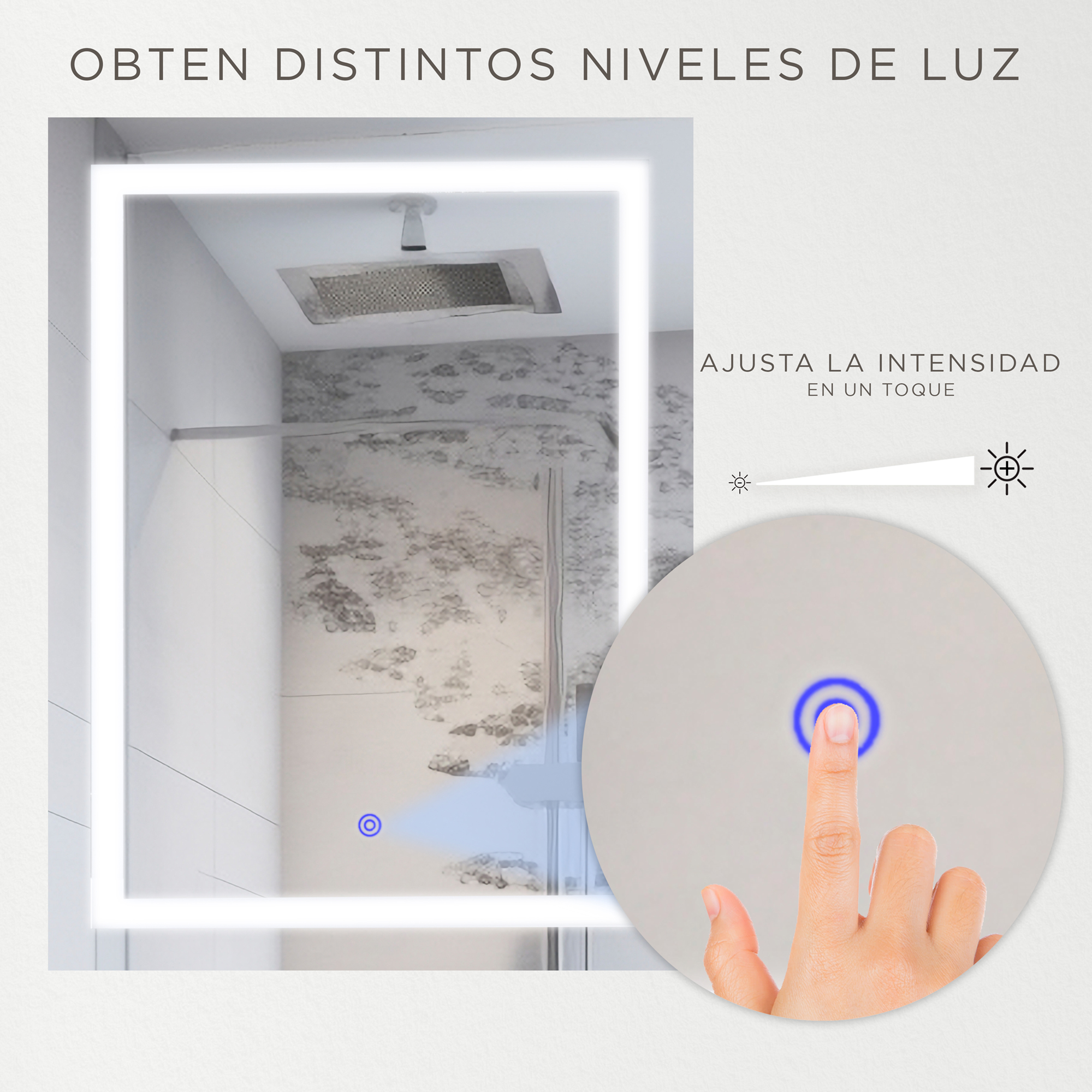 Foto 4 pulgar | Espejo Rectangular Gravita con Luz Led Blanco