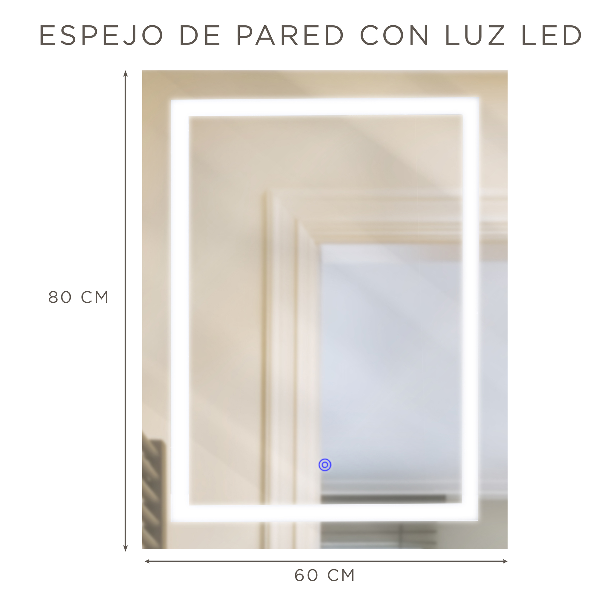 Foto 6 pulgar | Espejo Rectangular Gravita con Luz Led Blanco