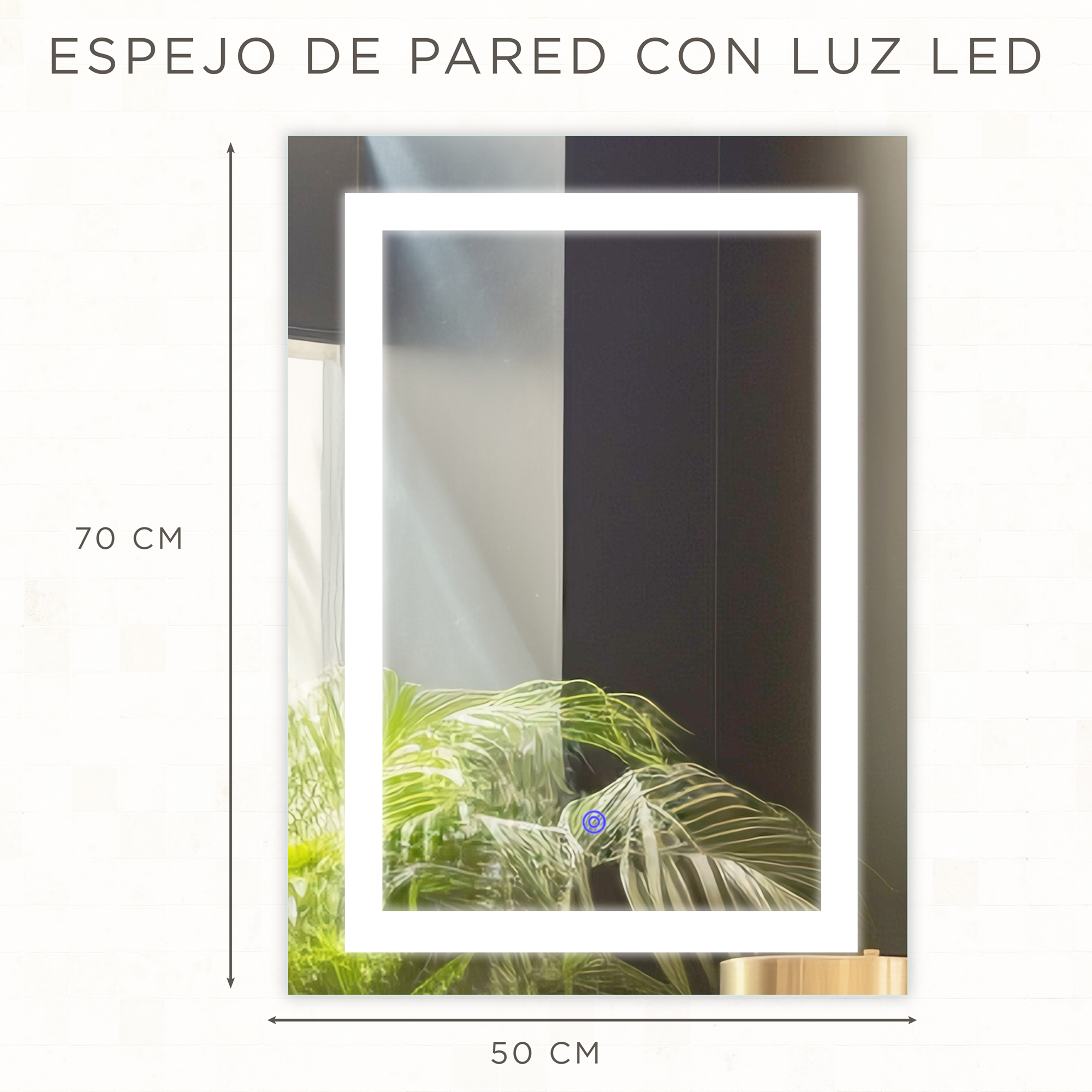 Foto 7 pulgar | Espejo Rectangular Gravita con Luz Led