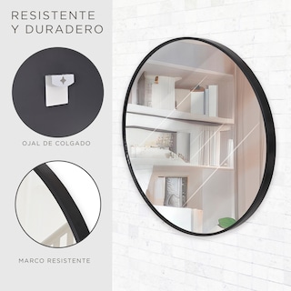 Foto 4 | Espejo Redondo Gravita con Marco de Aluminio Negro Mate 60 cm